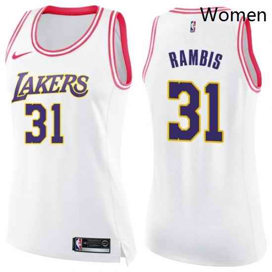 Womens Nike Los Angeles Lakers 31 Kurt Rambis Swingman WhitePink Fashion NBA Jersey